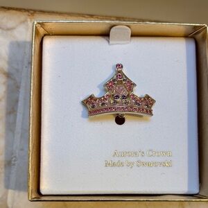 Swarovski Pink Crystal Crown Brooch